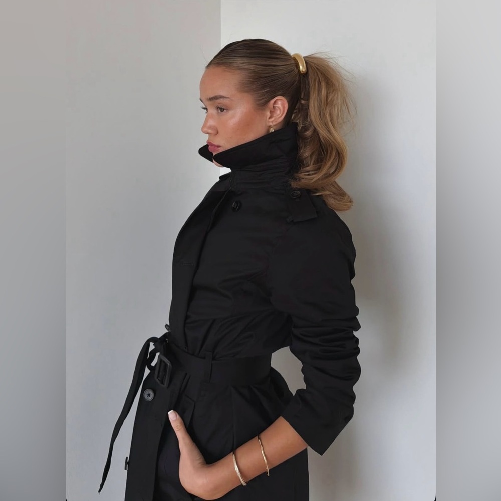 H&M Double Breasted Trench Coat Black Size S NWT